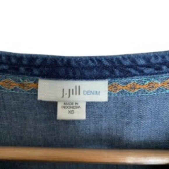 J. Jill Malibu Embroidered Denim Dress XSmall - Picture 3 of 6